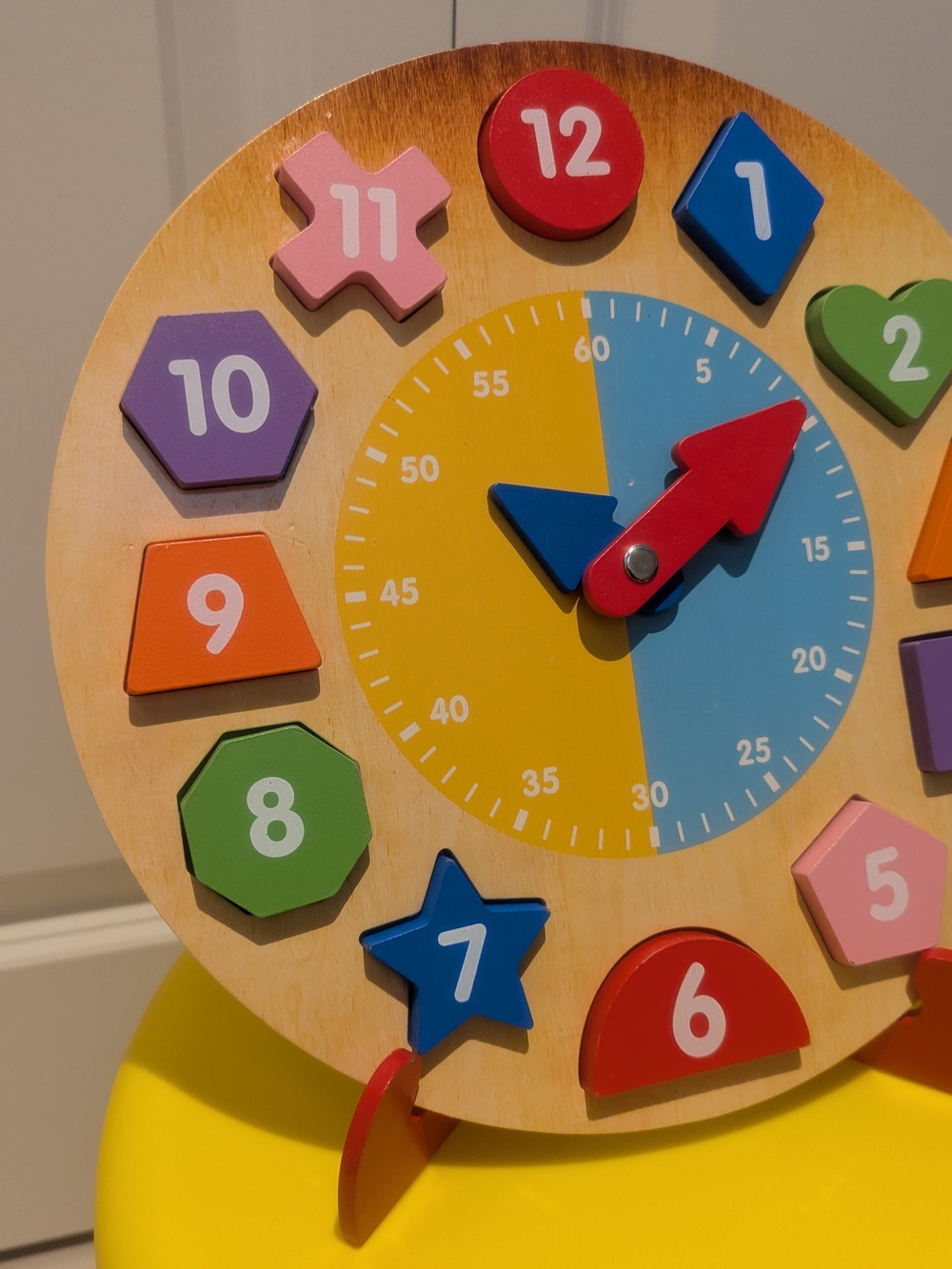 Wooden Shape Sorting Learning Clock Toy - Multicolor - Picture 2 of 4